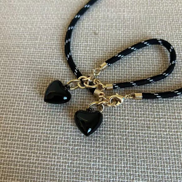 *Set* Roxanne Assoulin The Happy Cord Charm Necklace & Bracelet Set Black/Black - Picture 5 of 5